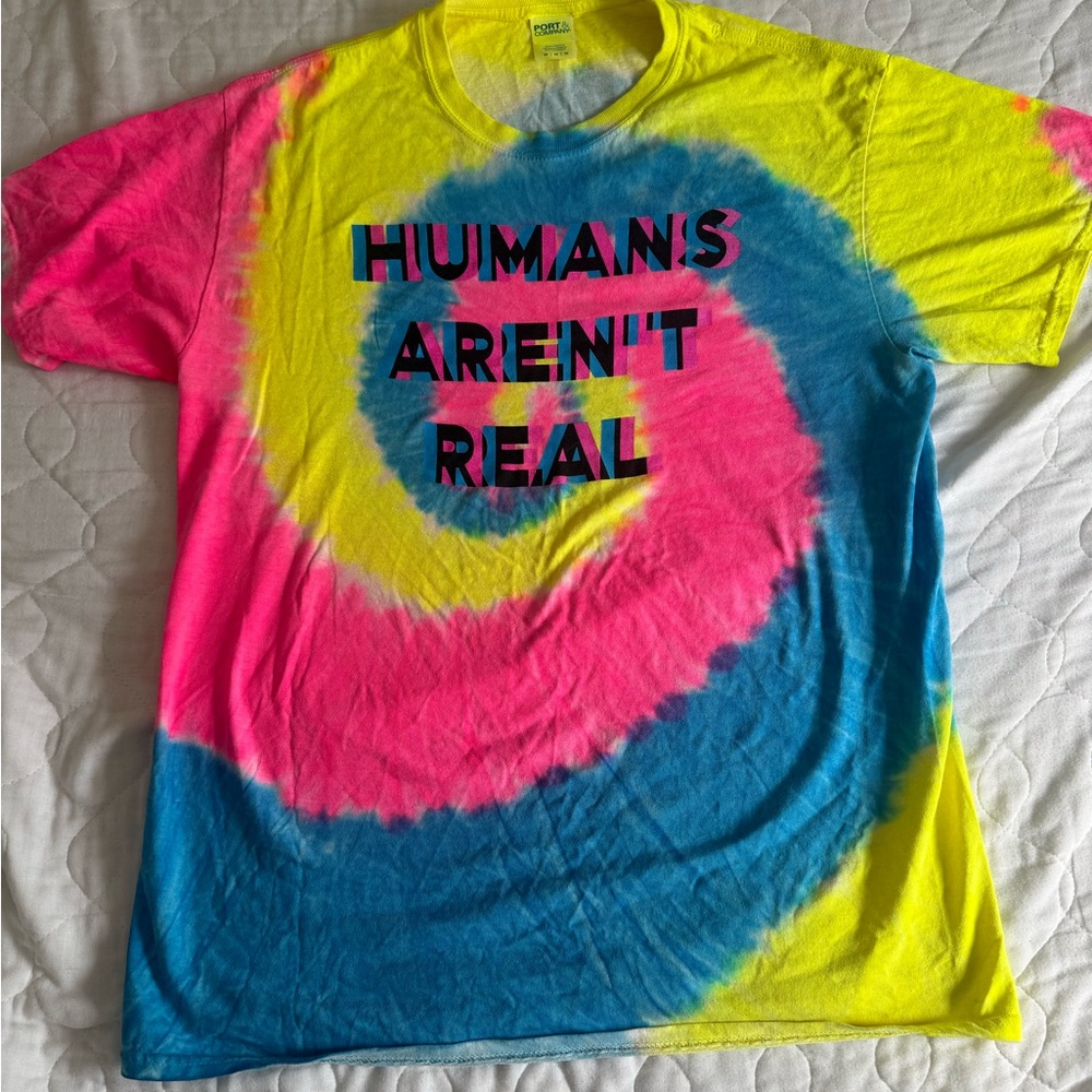 Tie-Dye Graphic - Humans Aren’t Real Festival T-Shirt